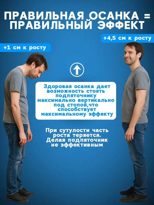 Bo‘y o‘sishini 2,5 / 3,5 / 4,5 sm ga oshiruvchi silikon poshna yostiqchasi 1 juft