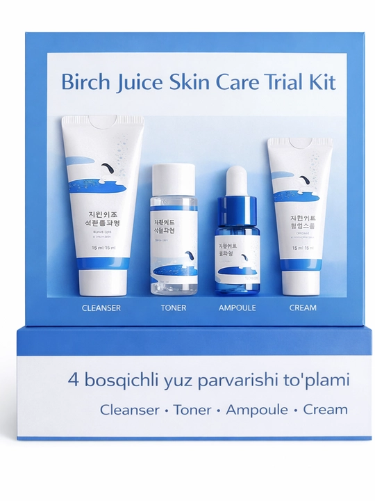 Набор корейской косметики Round Lab Birch Juice мини, для лица, очищение, увлажнение, уход