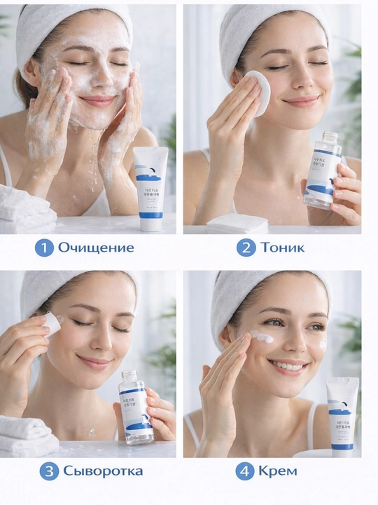 Набор корейской косметики Round Lab Birch Juice мини, для лица, очищение, увлажнение, уход