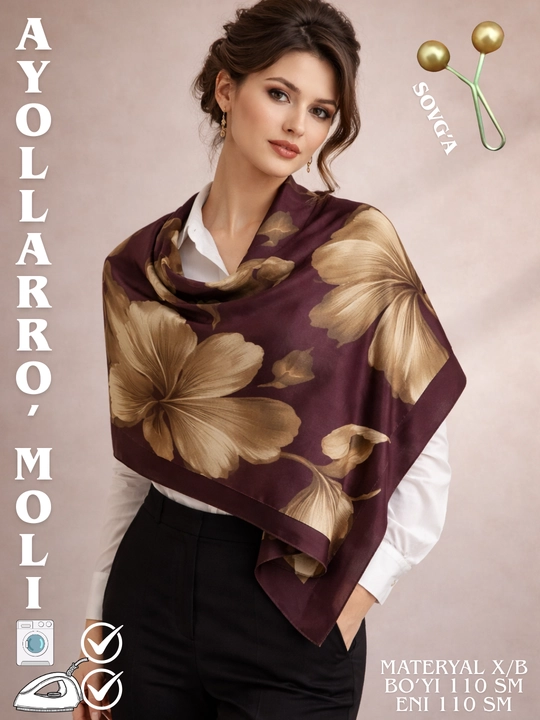 Ayollar paxta ro‘molI ayollar bosh ro‘molchasi,ayollar uchun ro‘mollar, sovg‘a, 110x110 sm