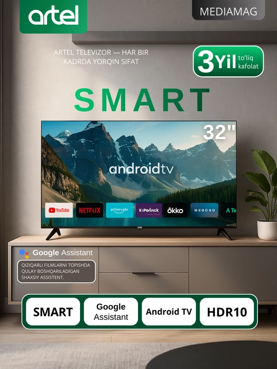Smart Artel A32NHCH001 32" HD televizor, ovozli qidiruv pulti - 