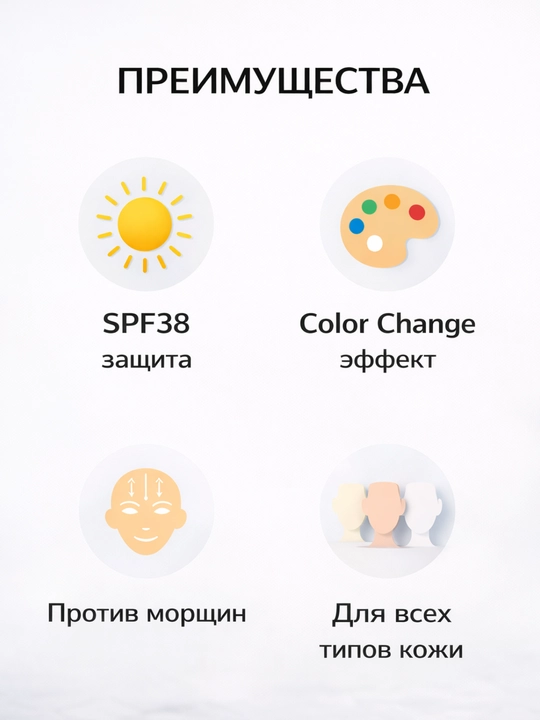 CC крем SPF38 – подстраивается под тон кожи, отбеливание и лифтинг