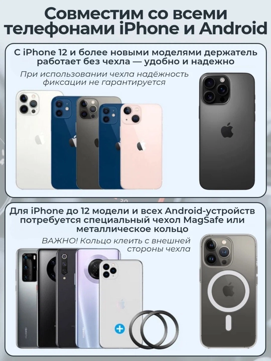 Магнитный держатель для телефона, автомобильный держатель 360°