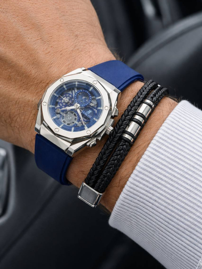 Набор для мужчин: часы Hublot + браслет — ASMADA-SBKOPT-СИНИЙ