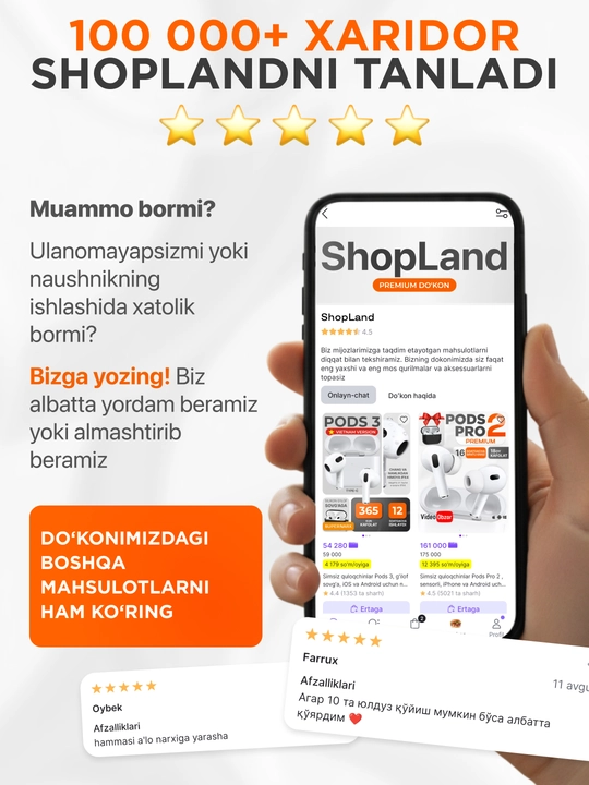 Simsiz quloqchinlar Pods 4 ANC , iPhone va Android uchun naushnik 4ta sovg'a