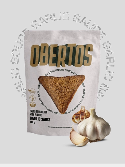 Гренки пшенично-ржаные Obertos со вкусом чесночного соуса 100 г — 969-OB4