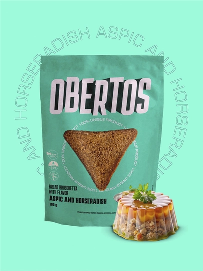 Гренки пшенично-ржаные Obertos со вкусом холодца с хреном 100 г — 969-OB6