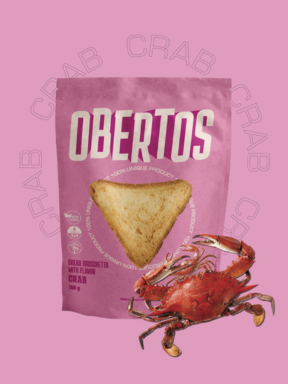 Гренки пшеничные Obertos со вкусом краба 100 г — 969-OB2