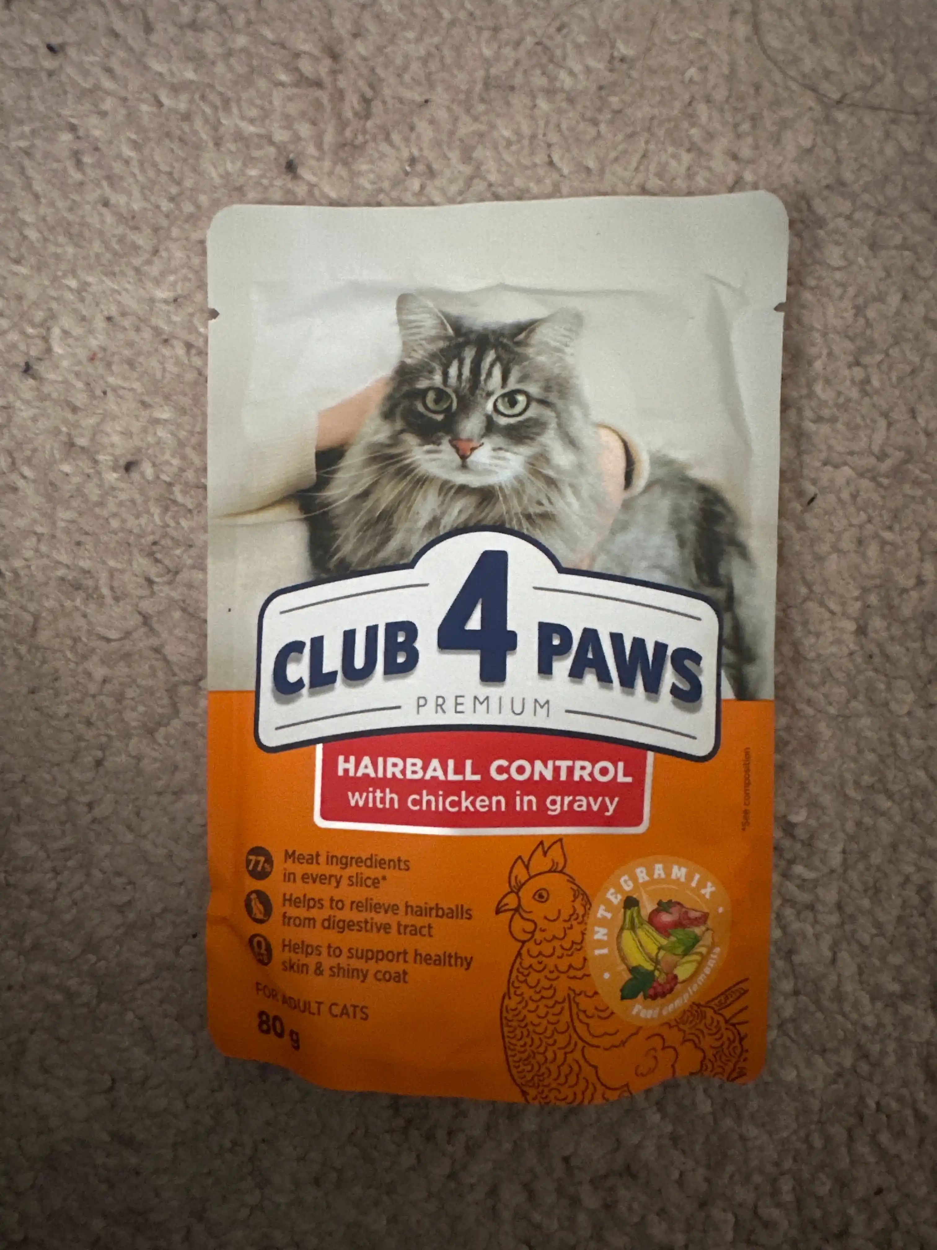 Club 4 Paws Hairball Control влажный корм для кошек, с курицей, 80 г 5 шт
