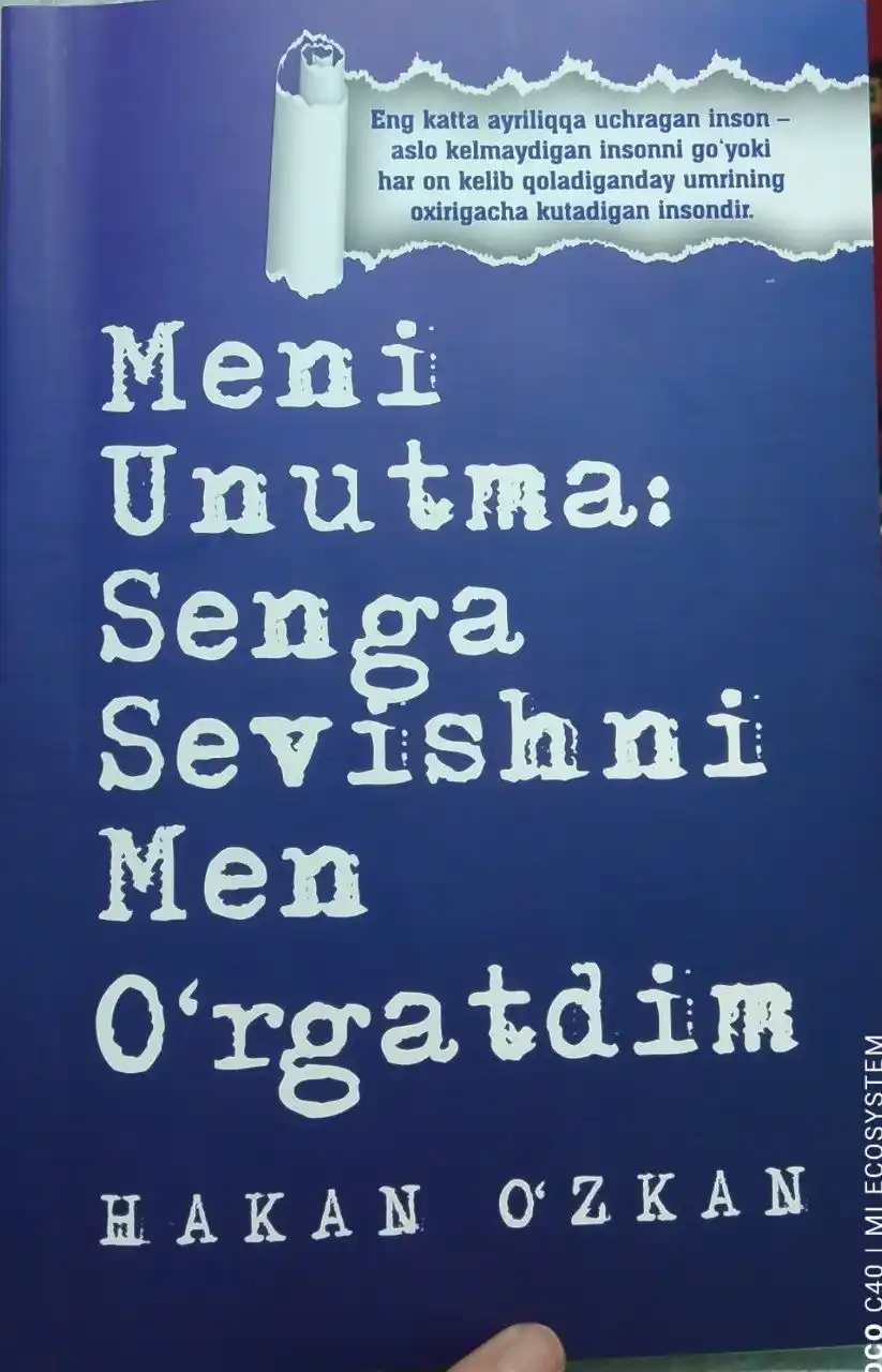 Meni unutma: Men senga sevishni men o‘rgatdim, sevgi hikoyasi, psixologik-romantik asar