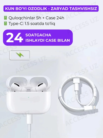Simsiz quloqchinlar Pods Pro, Bluetooth, mikrofonli naushnik, sensorli 5
