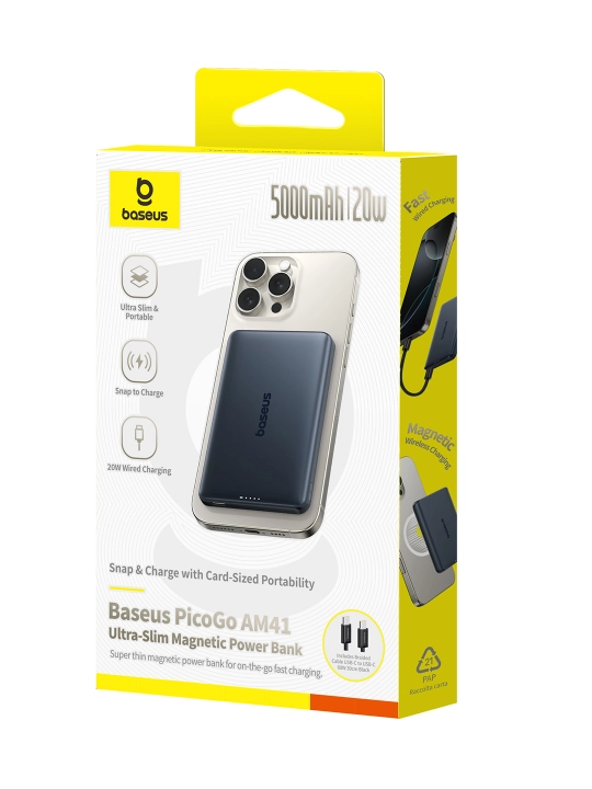 Беспроводной повербанк Baseus PicoGo 5000 мА/ч MagSafe, 20W USB-C