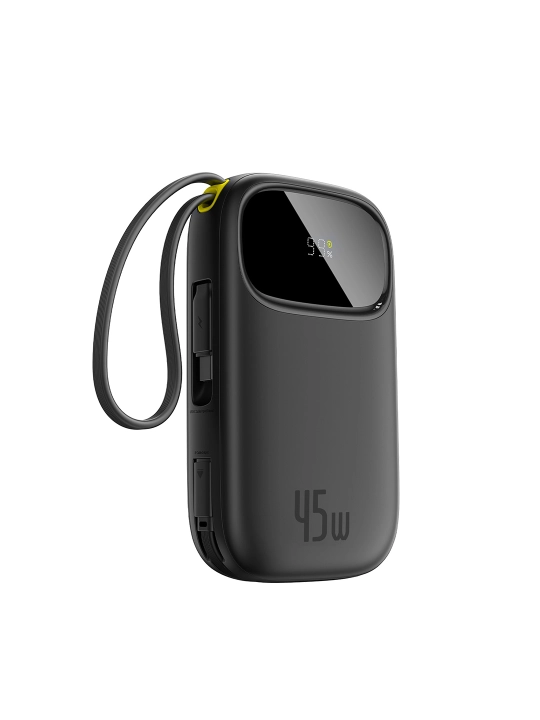 Baseus power bank QPow 3 45W EnerFill FC31, zaryadlash indikatori, o‘rnatilgan kabel bilan