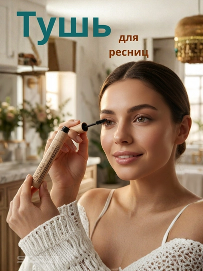 Водостойкая тушь для ресниц Mascara, черная, удлиняющая и придающая объем