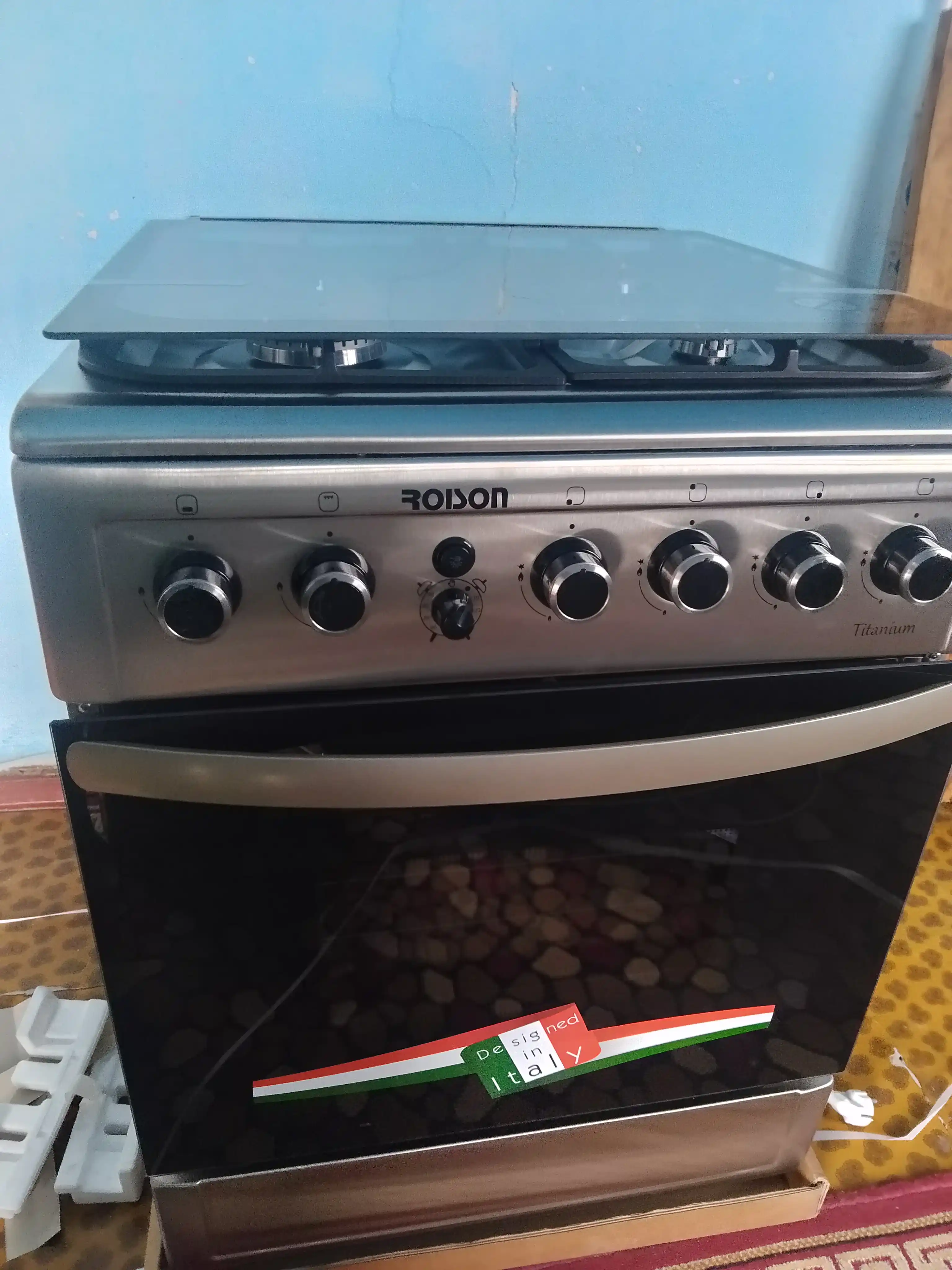 Gaz plitasi Roison LAT Titanium, 60×60 sm, gazli pech gril bilan, gaz nazorati