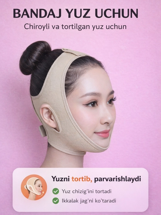Yuz uchun lifting bandaj, yuz uchun ortopedik bandaj, yuzni tortuvchi niqob, V-line bandaj - 