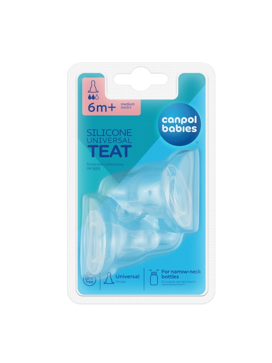 Соски силиконовые для бутылочек Canpol babies (Мини 0м+ / Средний 6м+), 2 шт - 