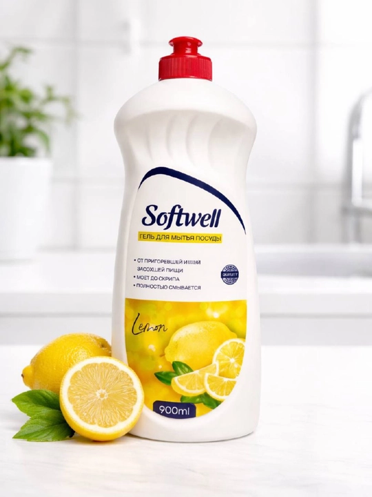 Гель для мытья посуды Softwell 900 мл — густой, хорошо пенится, удаляет жир