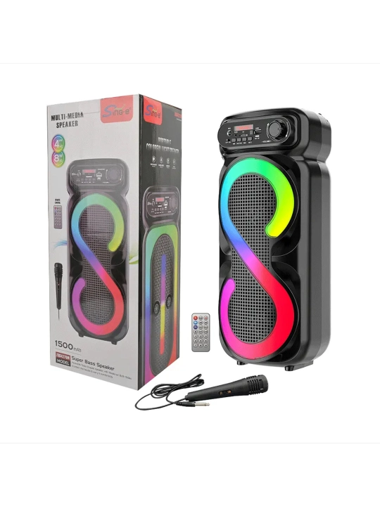 ZQS Katta Bluetooth simsiz karnay, karaoke, RGB yoritish, mikrofon va pult bilan