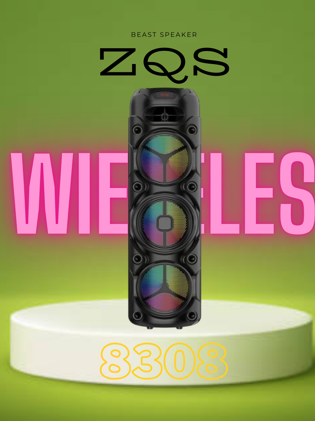 ZQS Katta Bluetooth simsiz karnay, karaoke, RGB yoritish, mikrofon va pult bilan - 