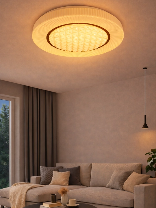 LED shipli lyustra 40/50 sm, 3 rejim, 70–96 Vt, 25–30 m² gacha zamonaviy dizayn
