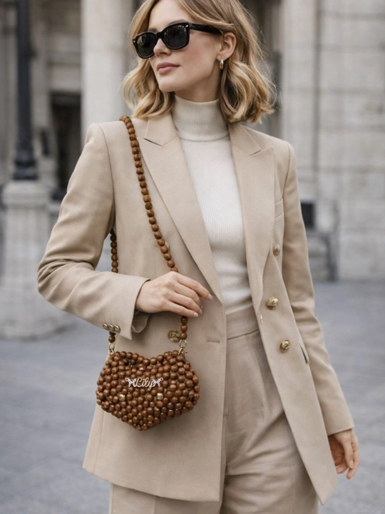 Ayollar uchun yurak shaklidagi marjonli sumka – pearl clutch, zanjirli - 
