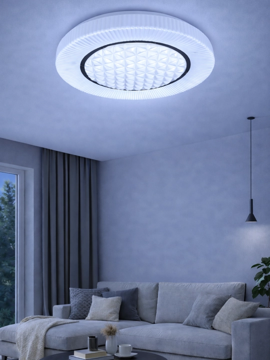 LED shipli lyustra 40/50 sm, 3 rejim, 70–96 Vt, 25–30 m² gacha zamonaviy dizayn