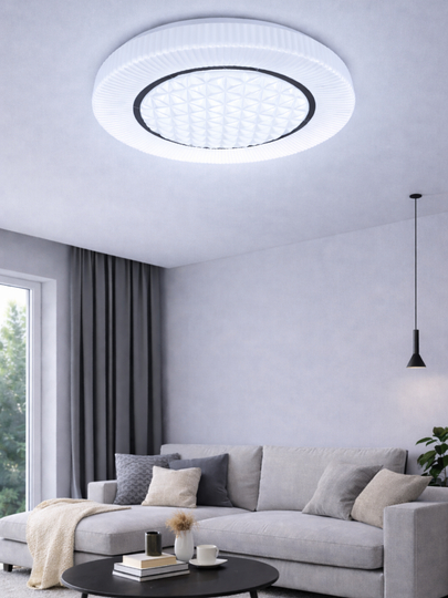LED shipli lyustra 40/50 sm, 3 rejim, 70–96 Vt, 25–30 m² gacha zamonaviy dizayn