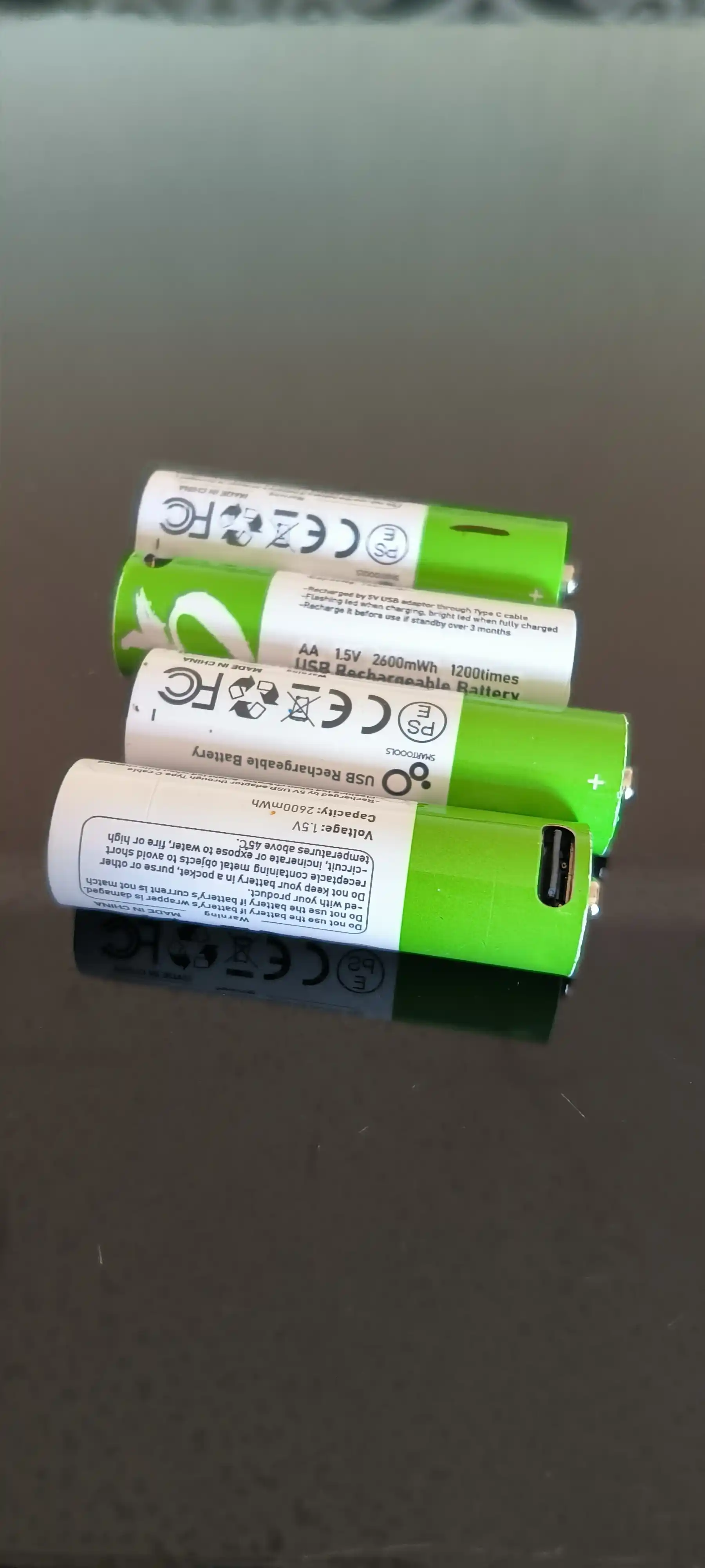 Qayta zaryadlanuvchi batareyalar AA/AAA, USB zaryadlovchi Type-C