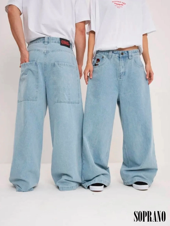 Chill Boy keng baggy jinsilar, erkaklar, ayollar va o‘smirlar uchun, o‘lchamlar XXXS–XL
