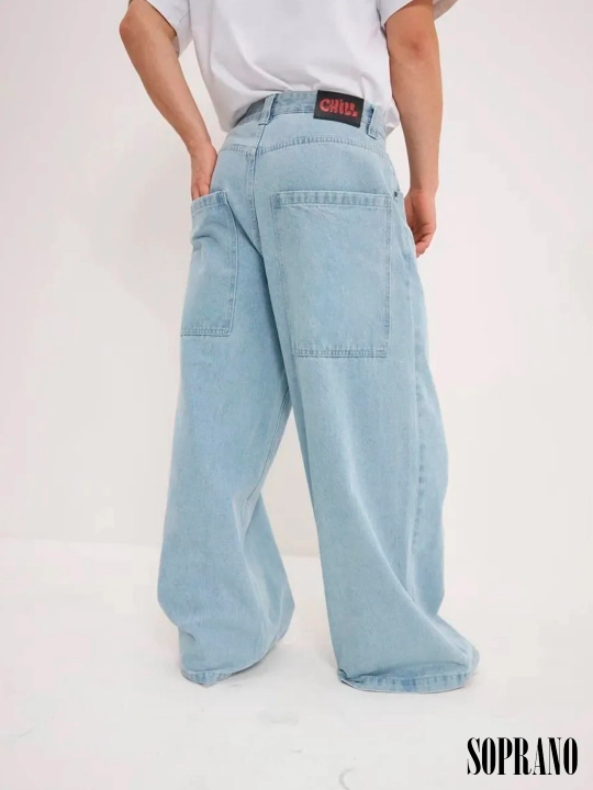 Chill Boy keng baggy jinsilar, erkaklar, ayollar va o‘smirlar uchun, o‘lchamlar XXXS–XL
