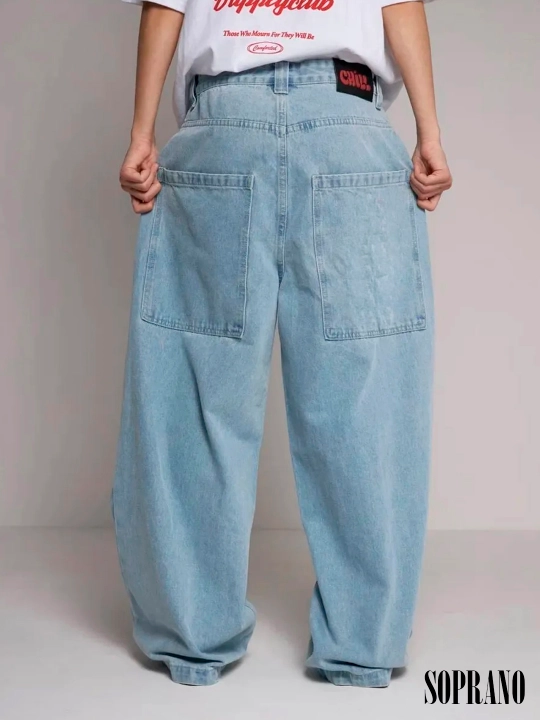 Chill Boy keng baggy jinsilar, erkaklar, ayollar va o‘smirlar uchun, o‘lchamlar XXXS–XL