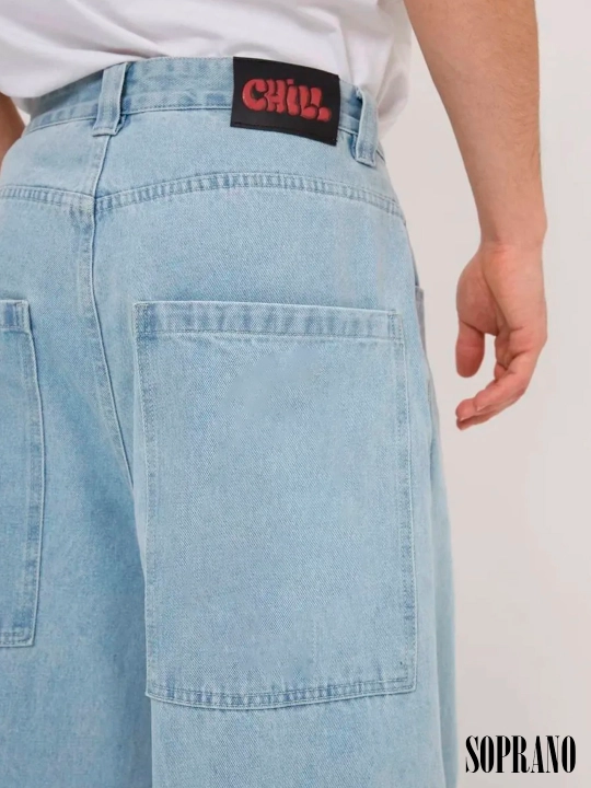 Chill Boy keng baggy jinsilar, erkaklar, ayollar va o‘smirlar uchun, o‘lchamlar XXXS–XL