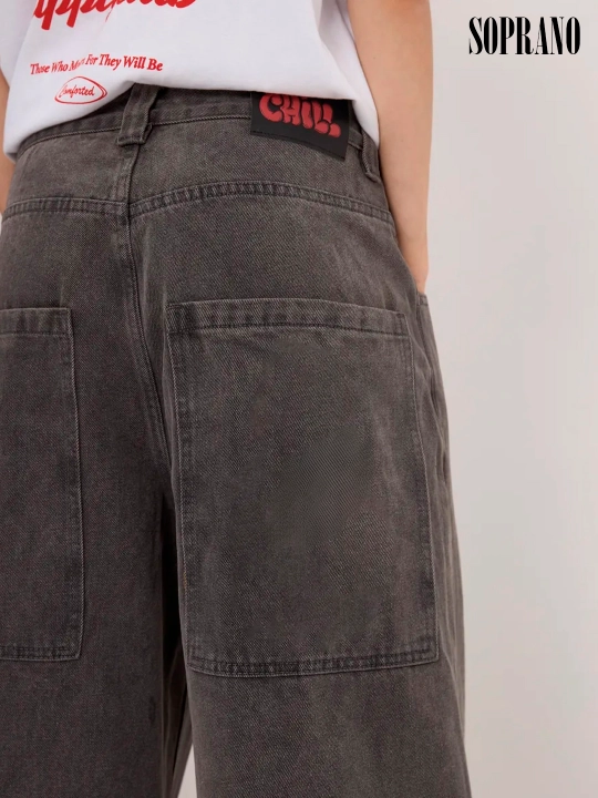 Chill Boy keng baggy jinsilar, erkaklar, ayollar va o‘smirlar uchun, o‘lchamlar XXXS–XL