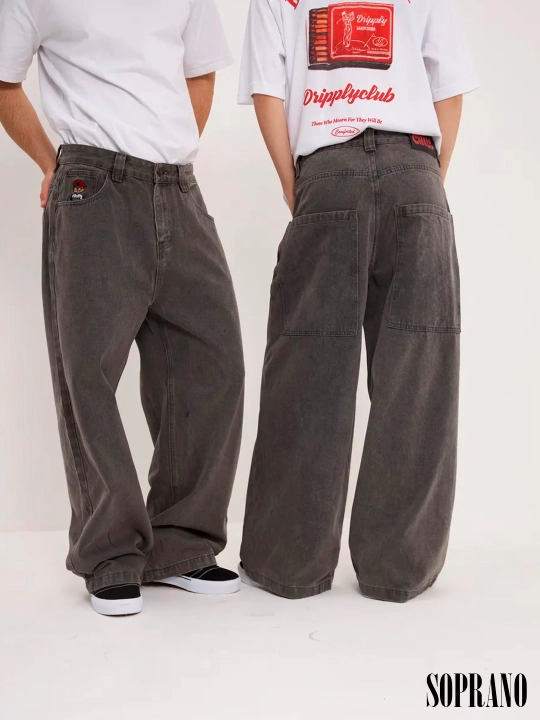 Chill Boy keng baggy jinsilar, erkaklar, ayollar va o‘smirlar uchun, o‘lchamlar XXXS–XL