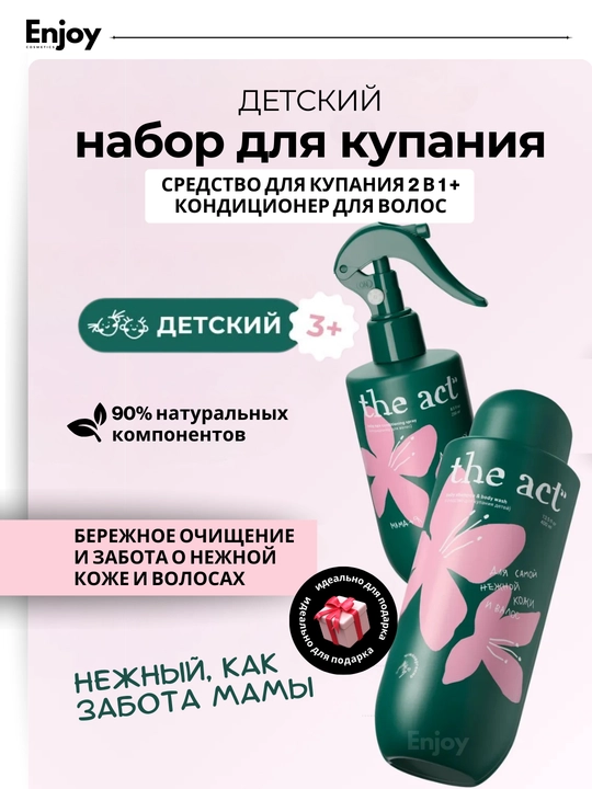 Спрей кондиционер детский для волос The Act, детский набор для купания, 2 в 1 - 