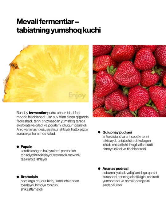 Yuz va tanani yuvish va tozalash uchun enzimli pudra The Act, ugriga qarshi
