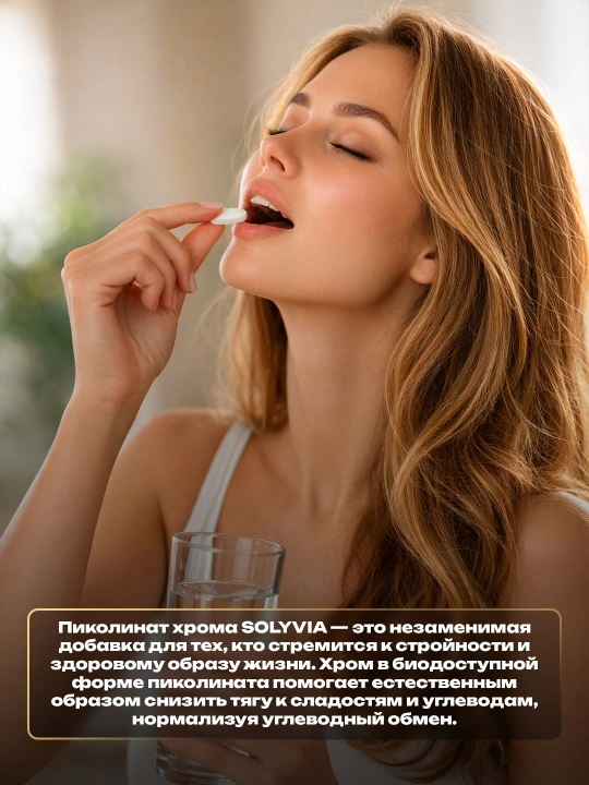Solyvia Хром пиколинат 150 мкг — 100 таблеток, для контроля уровня глюкозы