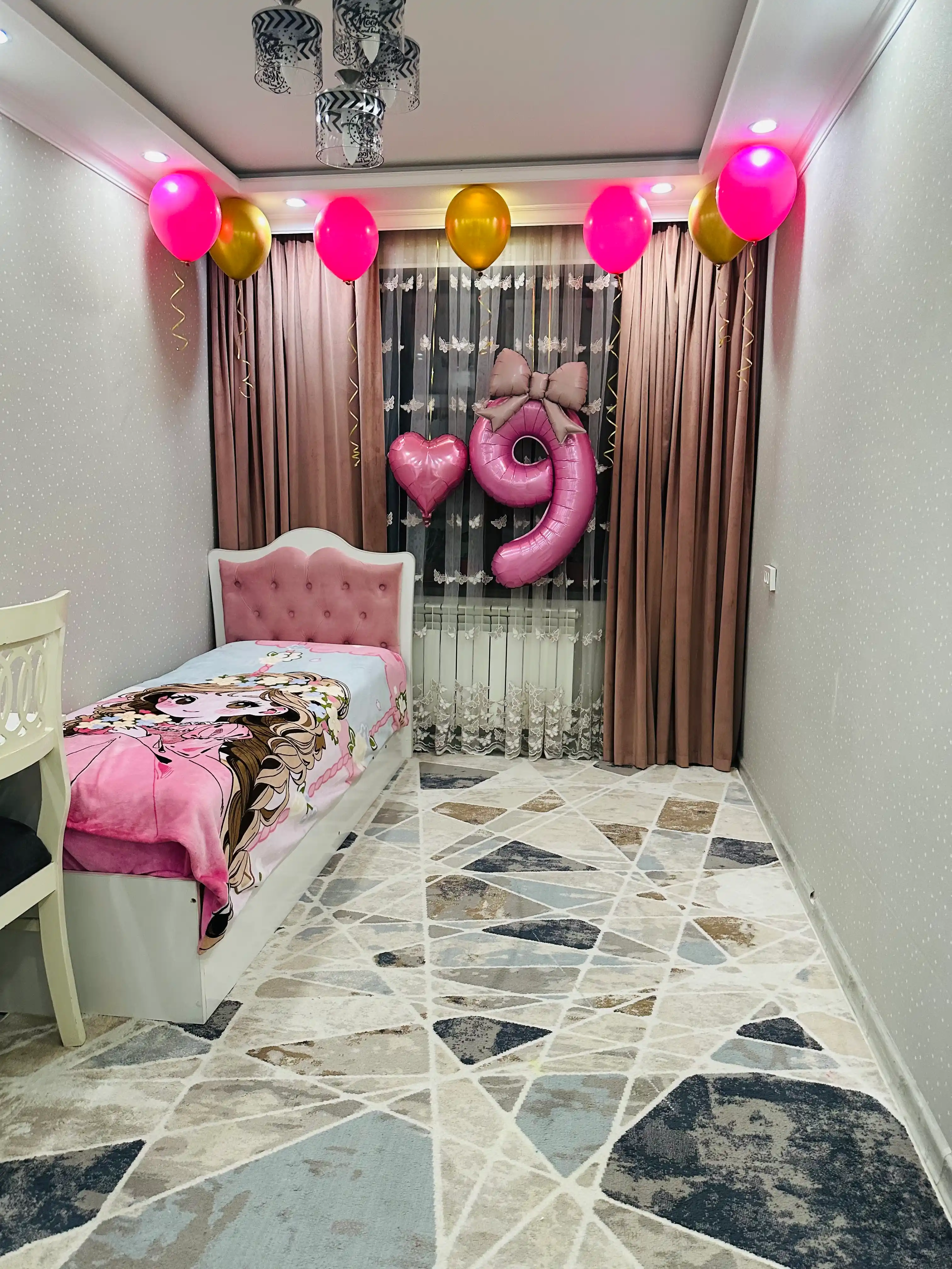 Katta havo shar raqam, pushti rangda qizlar uchun,folgali shar bantik bilan, bayram uchun