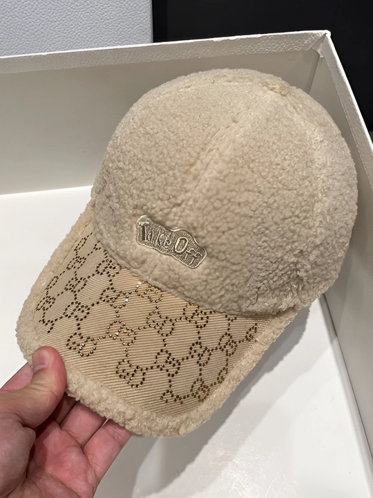 Ayollar va qizlar uchun, teddi toshli kepka-shapka, qishki, bosh o'lcham sozlanadi