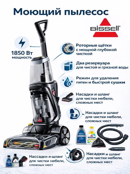 Пылесос для стирки BISSELL ProHeat 2x Revolution Cleanshot 2066E - 