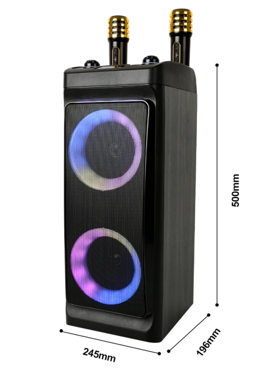 ZQS 4290 – mikrofonli portativ Bluetooth kolonka, yorqin LED chiroqlar bilan