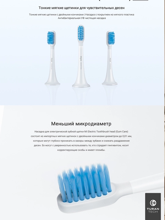 Насадки Mi Electric Toothbrush Head Gum Care, 3 шт, для ухода за дёснами - 