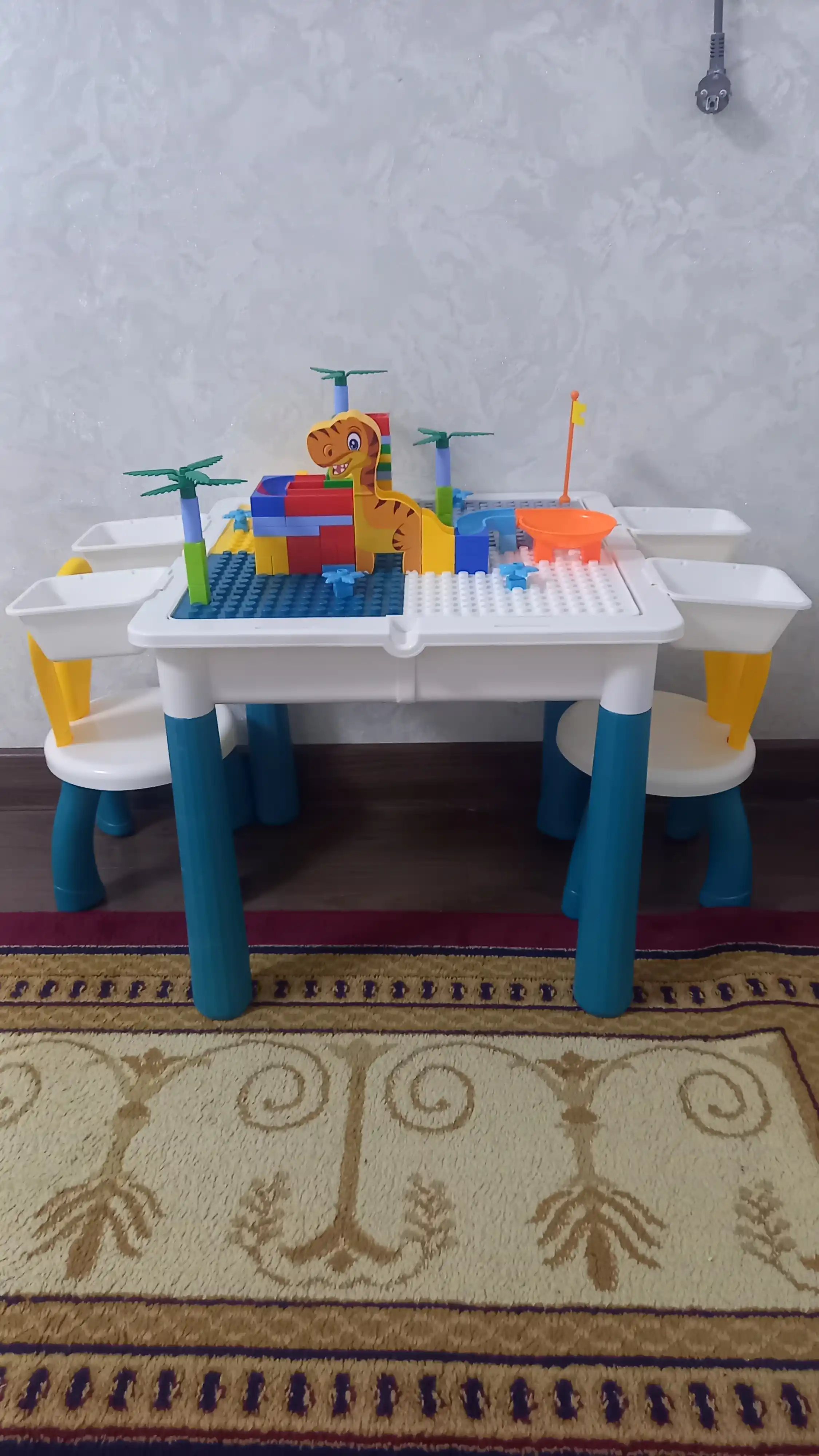 Детский игровой стол 6в1 с конструктором, стульчик, лего кубики