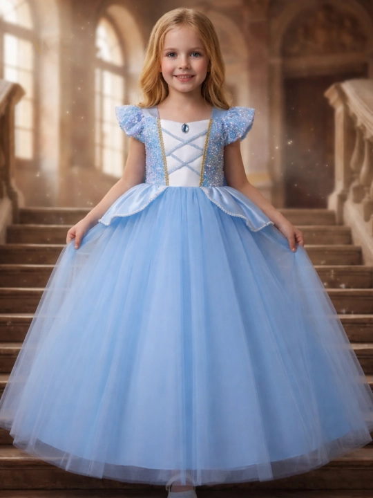 Elza, Rapunzel, Rusalka Zolushka qizlari uchun bayram libosi - 