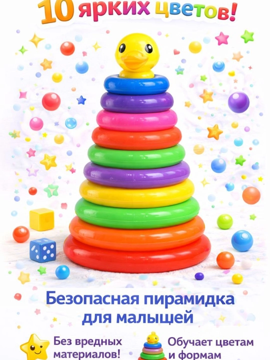 Игрушки пирамида игрушка цветное пластиковое кольцо для детей - 