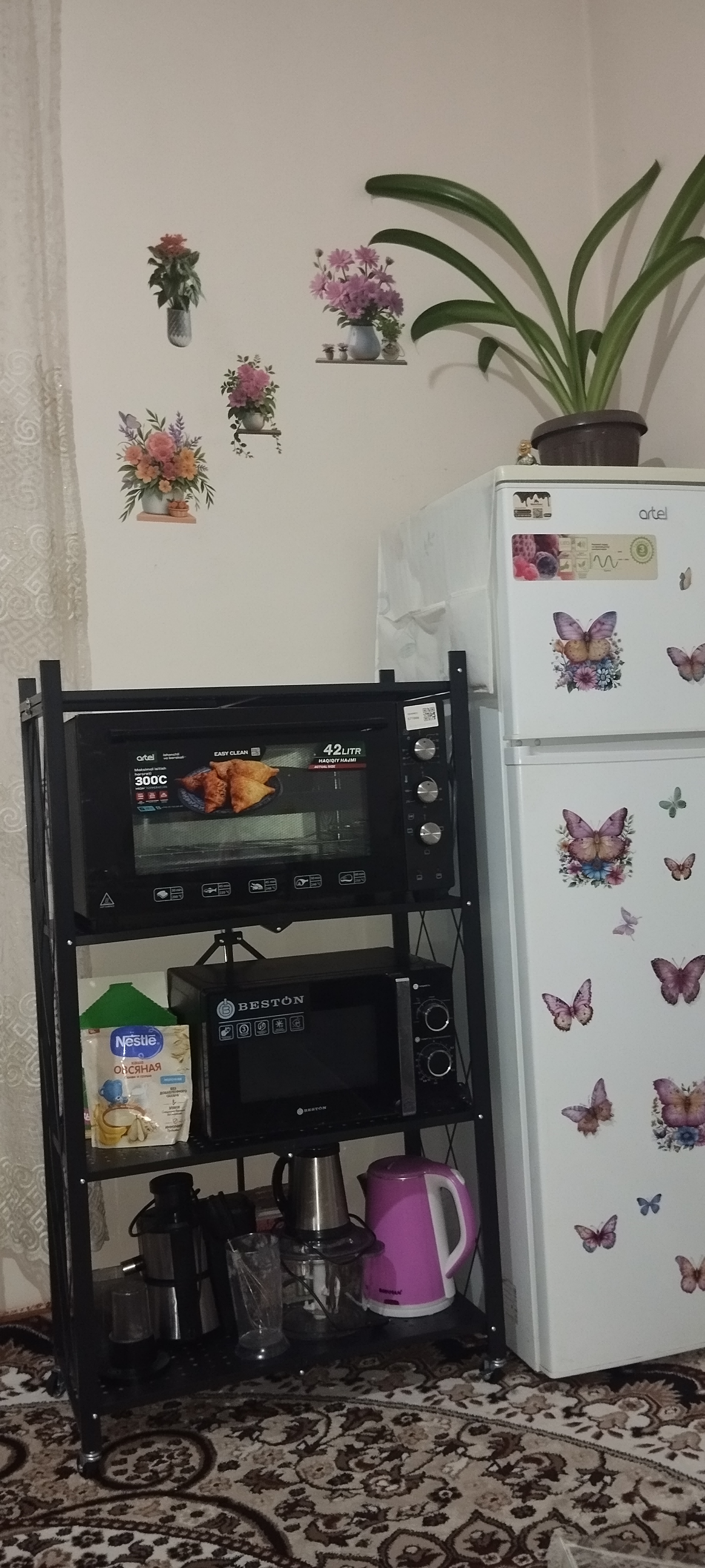 Стеллаж металлический на колесиках, складной, для хранения на кухне, балконе, этажерка