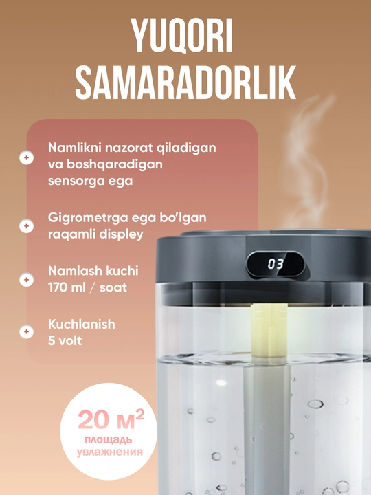 Havo namlagich uy va ofis uchun uvlajnitel ultratovushli