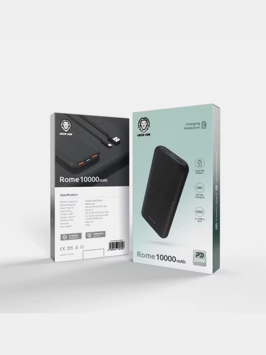 Power Bank Green Lion Rome 10000mAh, портативная зарядка, внешний аккумулятор