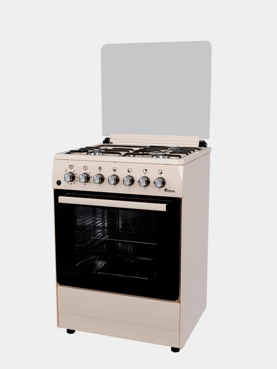 Ideal L350 — 4 konforkali gaz plita + 65 litr pech, Tez pishirish, ishonchli dizayn, oqish